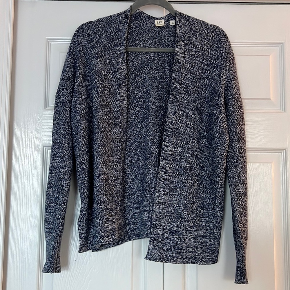 GAP Blue Knit Open Front Cardigan Sweater Small Cerulean Oversized Cozy